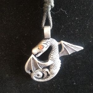 Handmade pewter dragon necklace